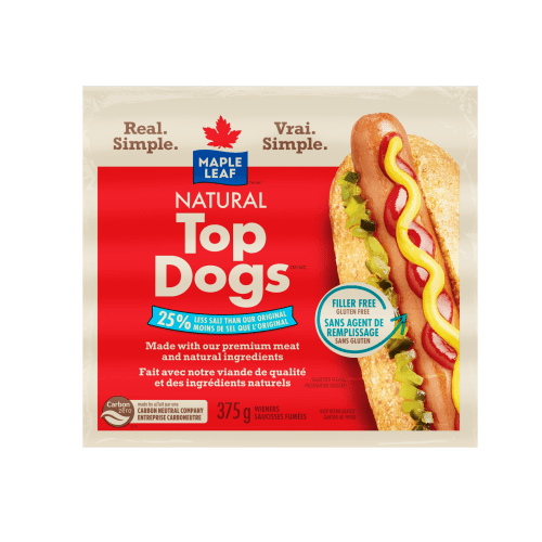 Maple Leaf Natural Top Dogs™ Less Salt Hot Dogs