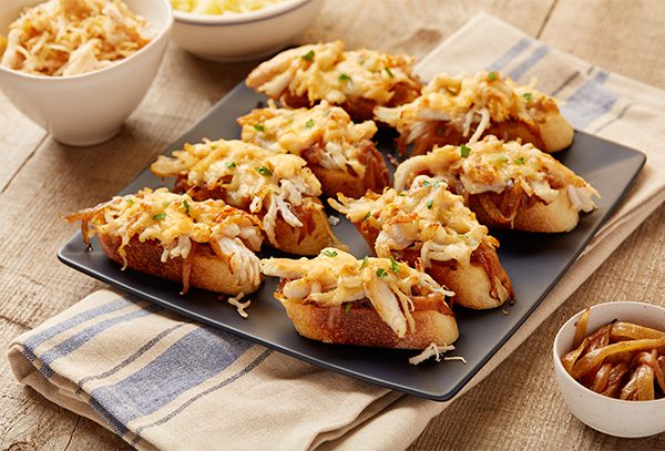 French Onion Chicken Crostini