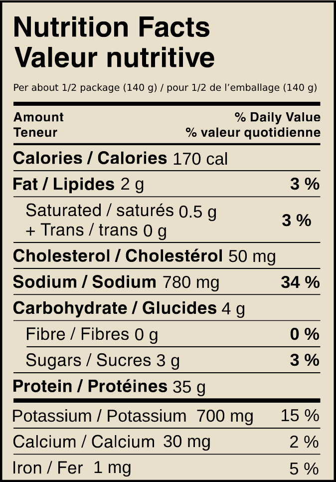 Valeur Nutritive Poulet Naturel BBQ Effiloché Maple Leaf