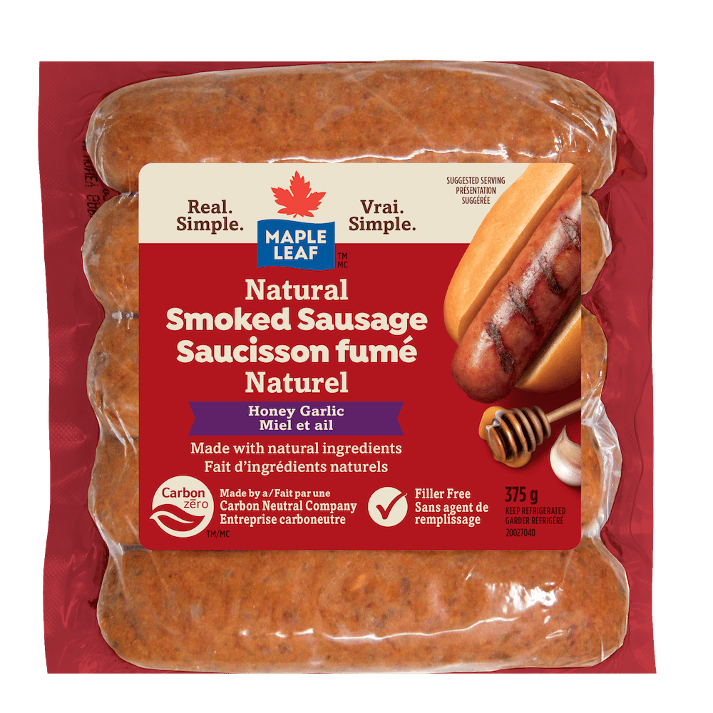 Saucisson au miel et à l'ail fumé naturel Maple Leaf