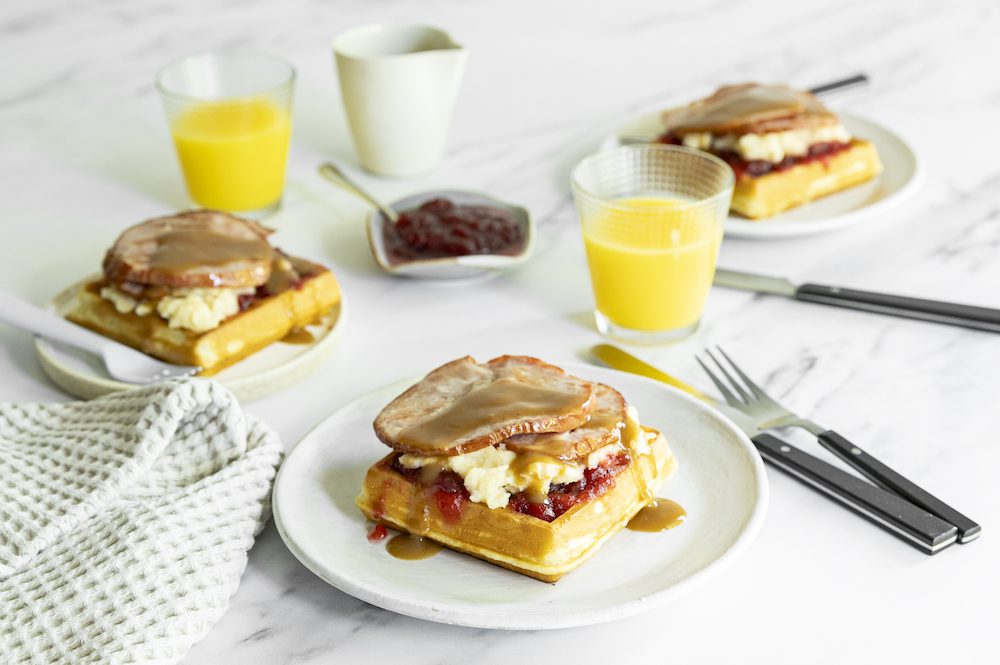 Un souper au déjeuner : Gaufre au jambon fumé