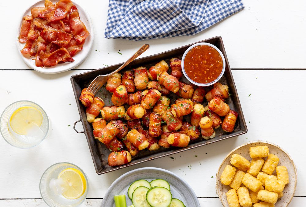 Bouchées de pommes de terre enroulées de bacon à l’érable