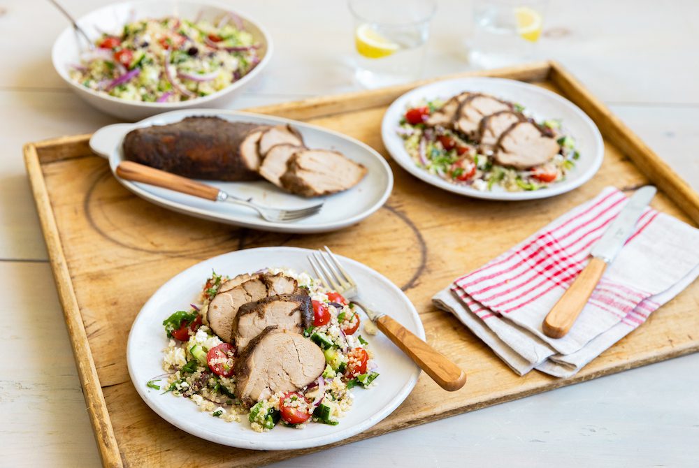 Salade de quinoa aux tranches de porc