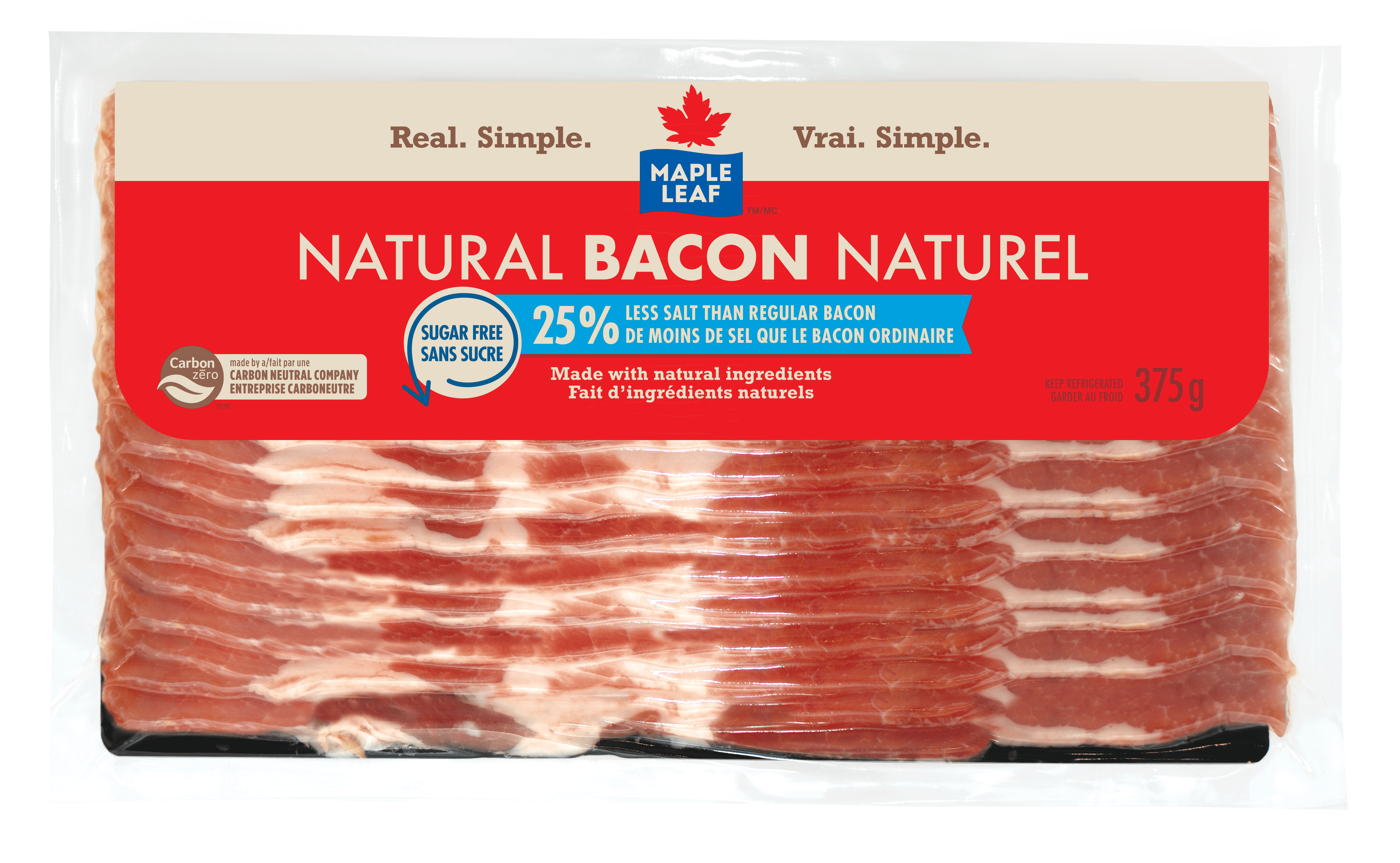 Maple Leaf Less Salt Natural Bacon