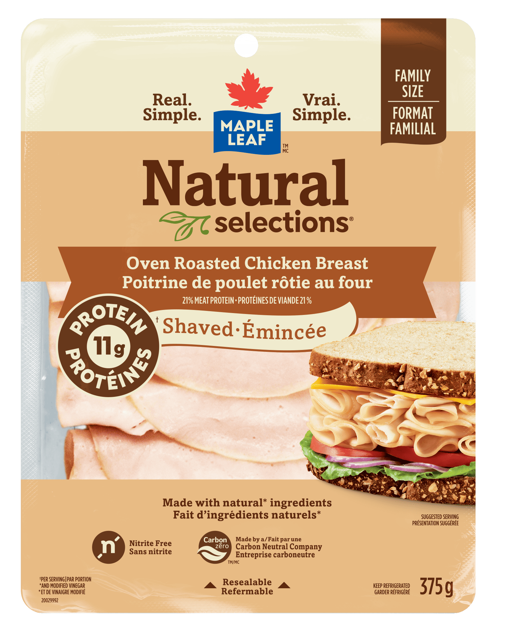 Maple Leaf® Natural Selections® Shaved Oven Roasted Chicken Breast