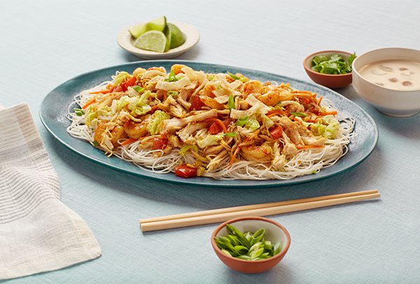 Chicken and Shrimp Singapore Style Street Noodles
