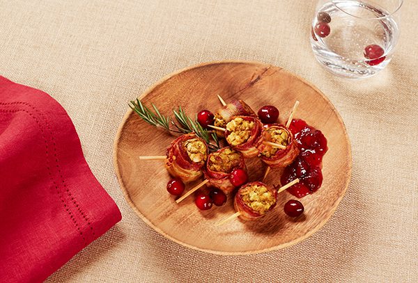 Bacon Wrapped Cranberry Stuffing Bites