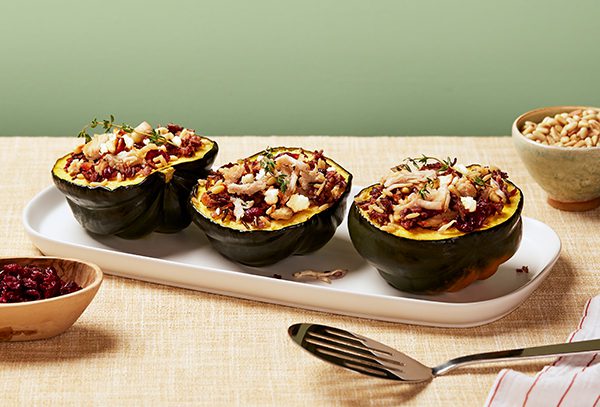 Chicken and Jewelled Rice Stuffed Acorn Squash