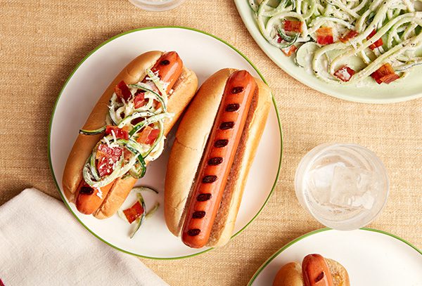 BBQ Top Dogs™ with Zucchini Caesar Slaw