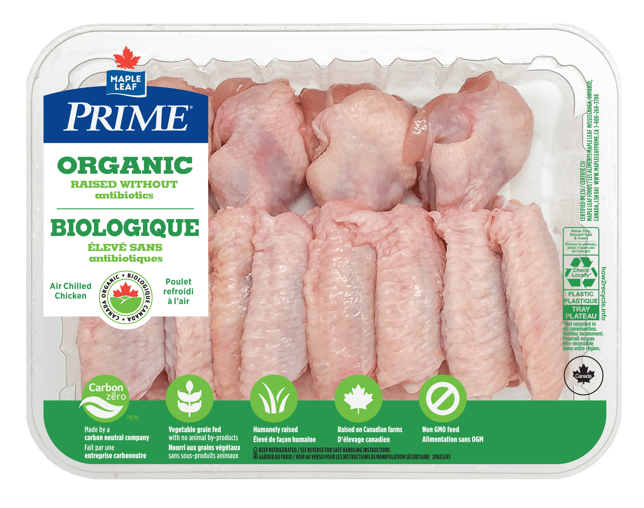 Maple Leaf Prime® Organic Chicken Wings, Drumettes and Winglets